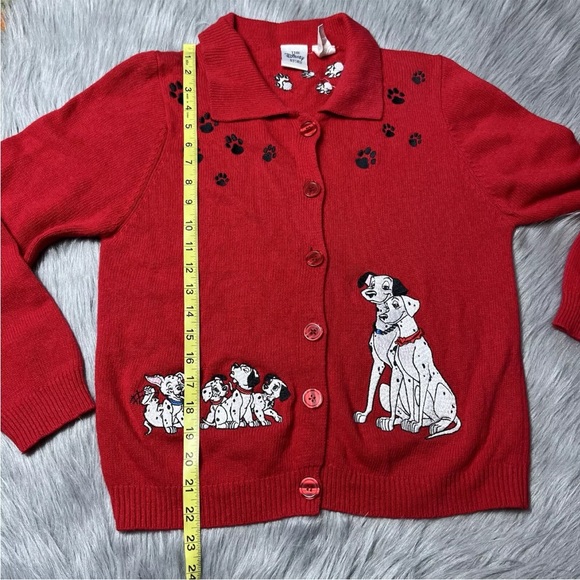 Vintage 90s Disney Store Red 101 Dalmatians Cardigan Sweater - Picture 15 of 16